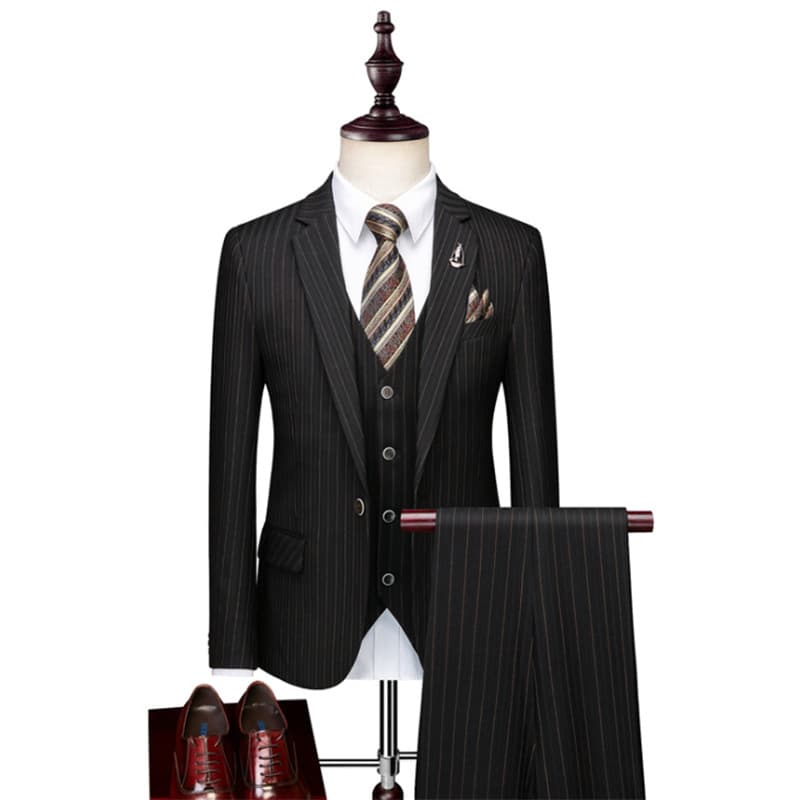 Striped suit business casual suit men's three-piece