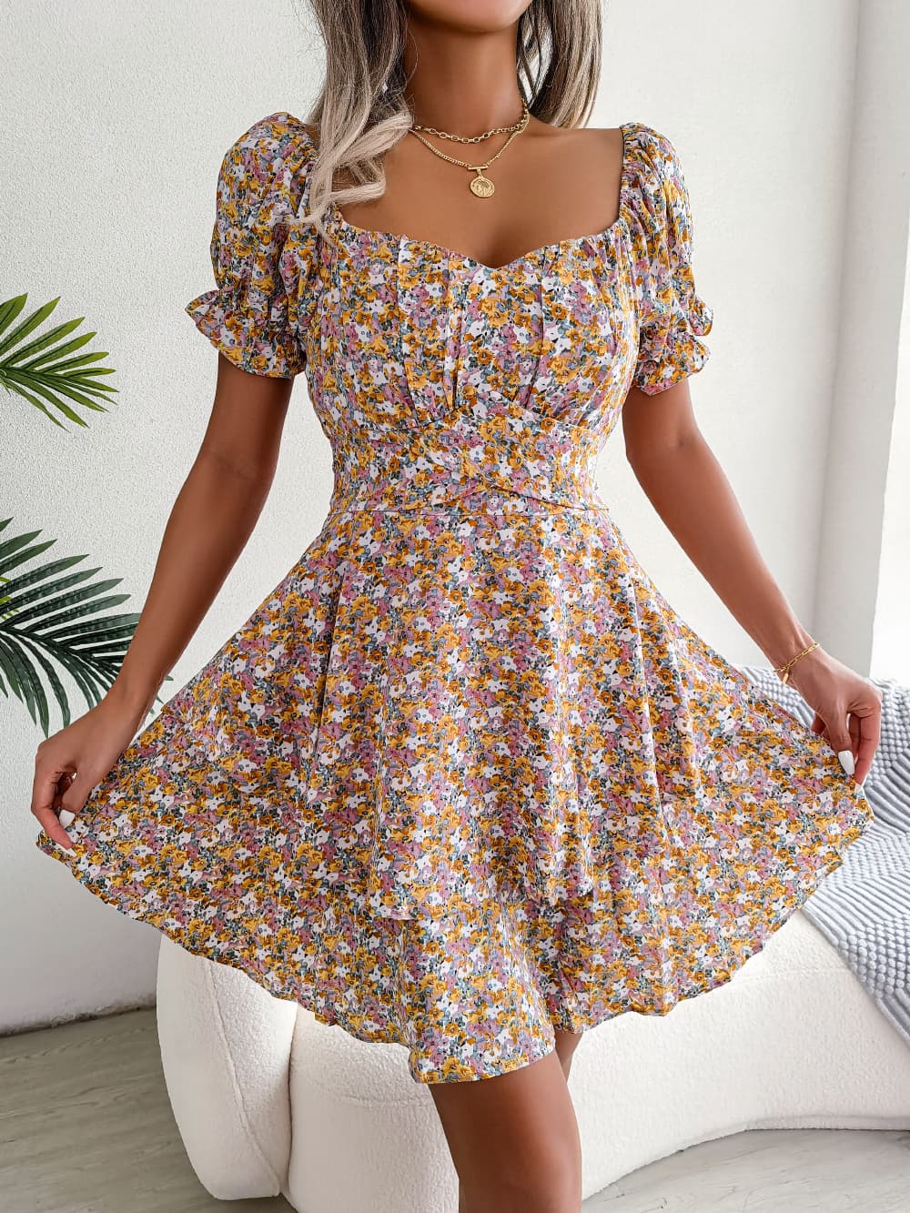 Women Mini Dress Temperament Big Swing Loose Hem