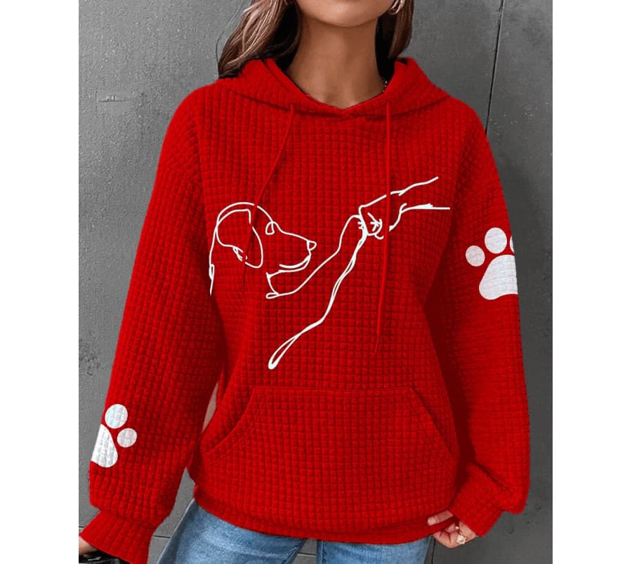 Waffle Hoodie Winter New Hooded Dog Printed Sweater
