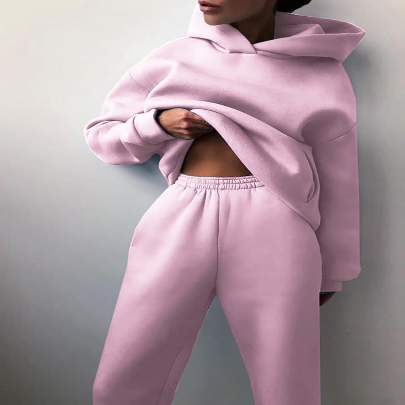 Women's Casual Hooded Sweater Two-piece Suit Clothes