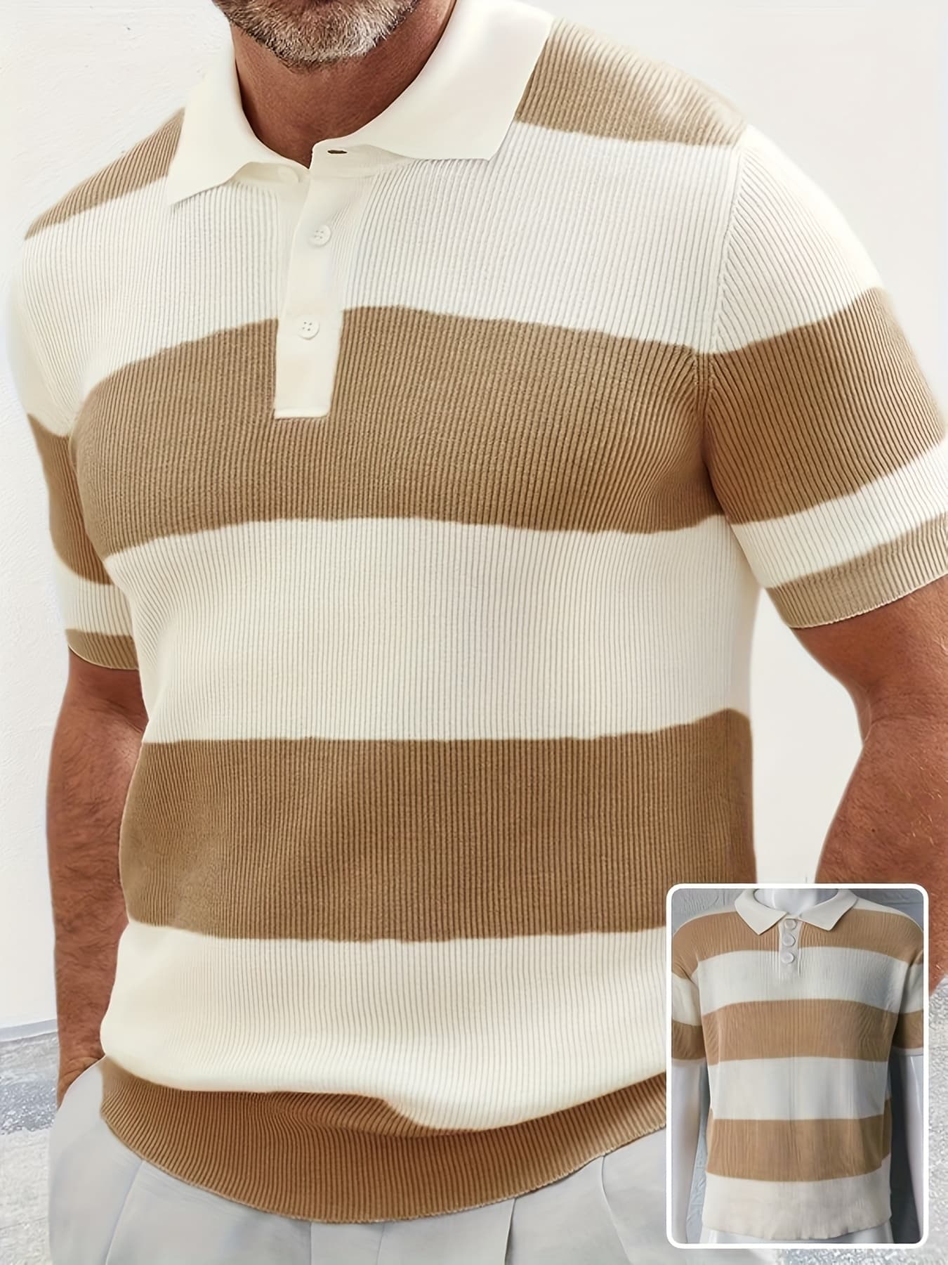 Mens Clothing Summer Fashion Lapel Sweater Short