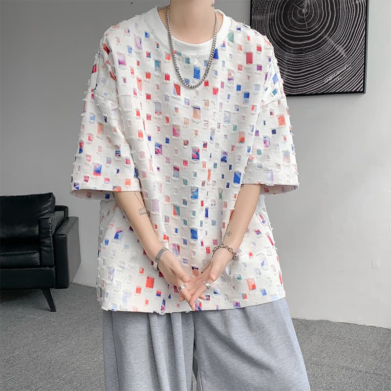 Ripped Short-sleeved T-shirt For Men
