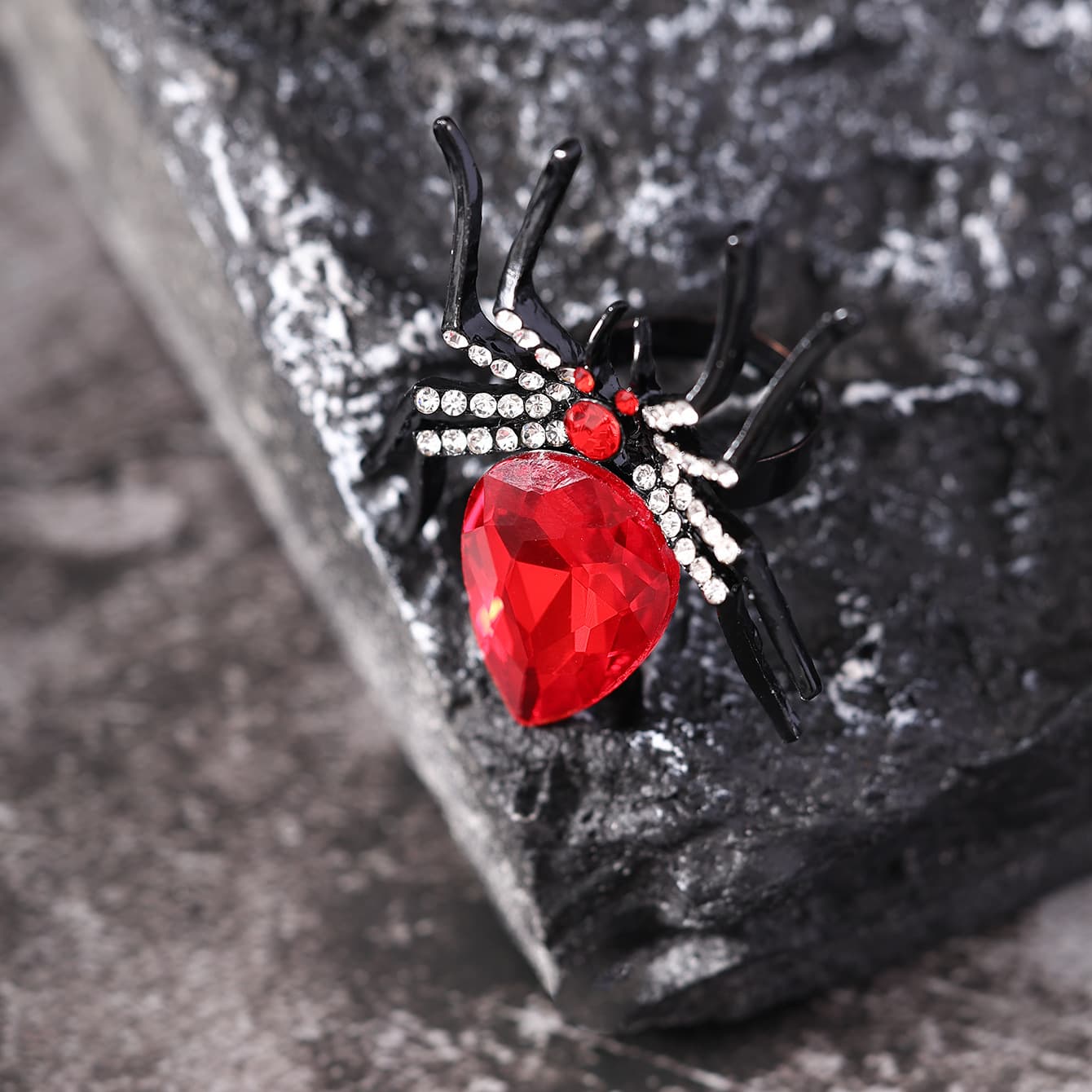 Halloween Spider Ring With Rhinestone Ins Personality